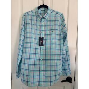 NWT Vineyard Vines Mens Medium Feather Weight Performance Plaid Button Down
